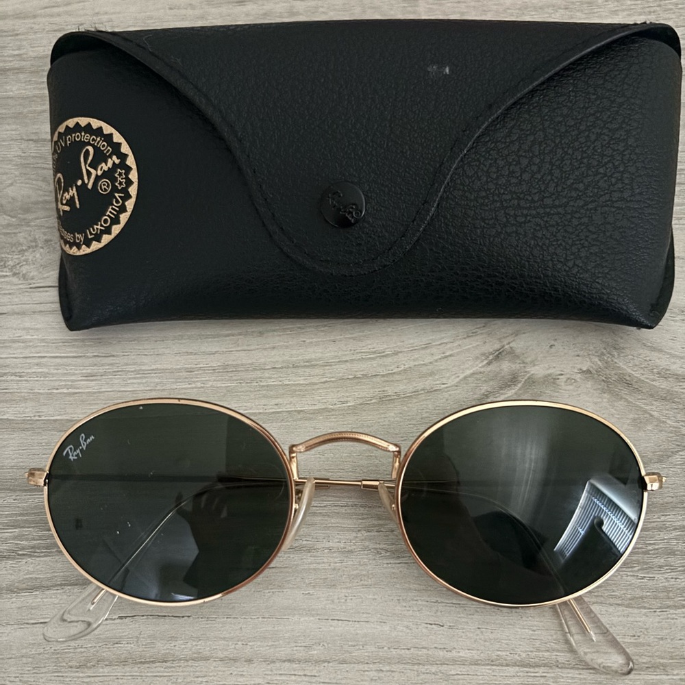 Ray-Ban Gold Frame Sunglasses with Black Lenses